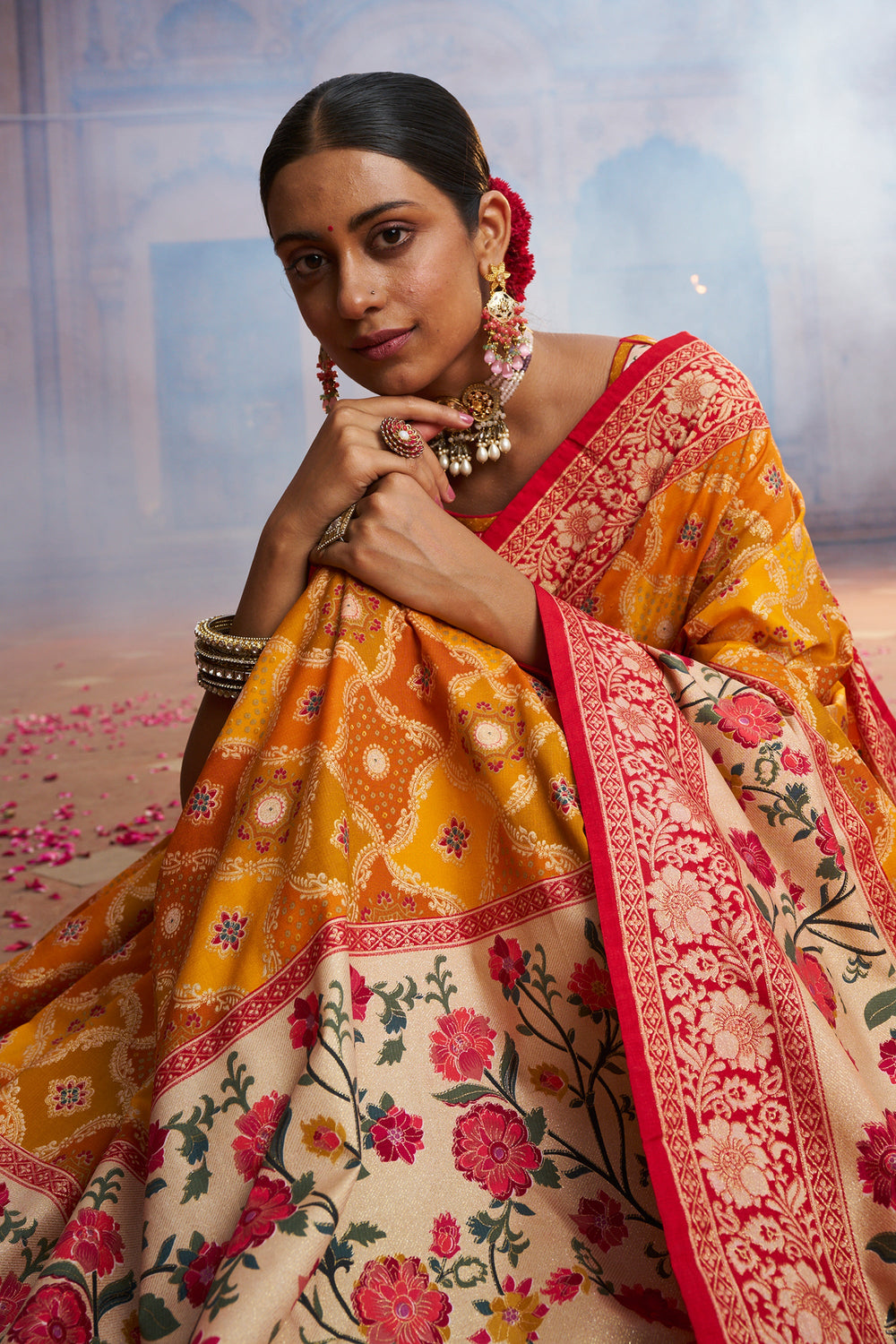 Fashionable Mustard Color Weaving Designs Art Silk Saree | Buy Online India