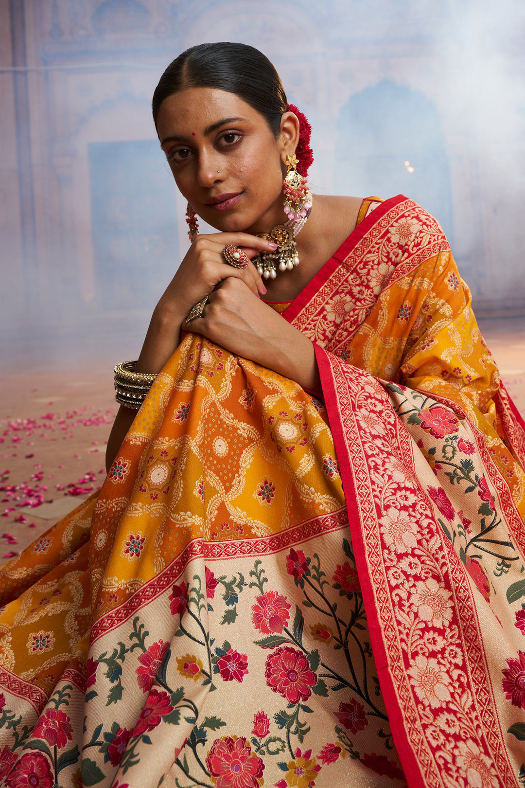 Fashionable Mustard Color Weaving Designs Art Silk Saree | Buy Online India