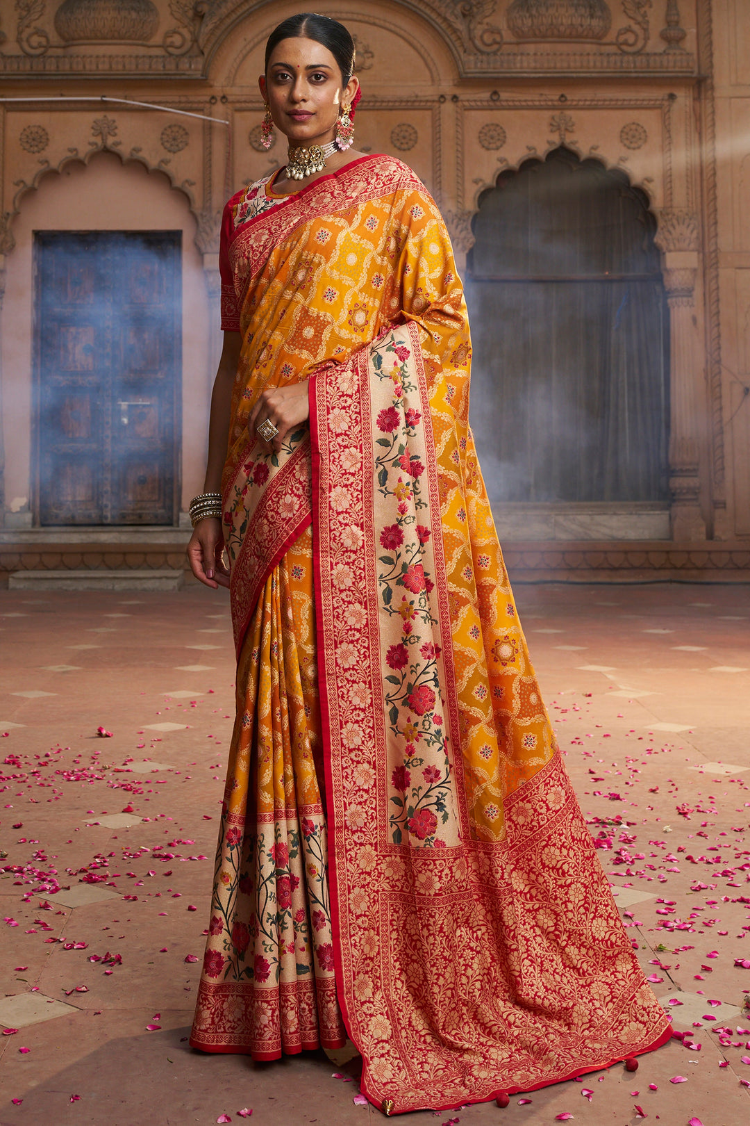 Fashionable Mustard Color Weaving Designs Art Silk Saree | Buy Online India