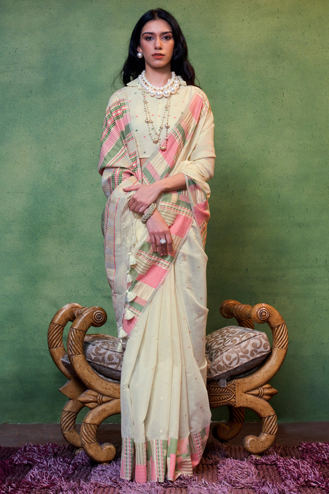 Off White Color Handloom Weaving Glamorous Fancy Cotton Saree | Buy Online India