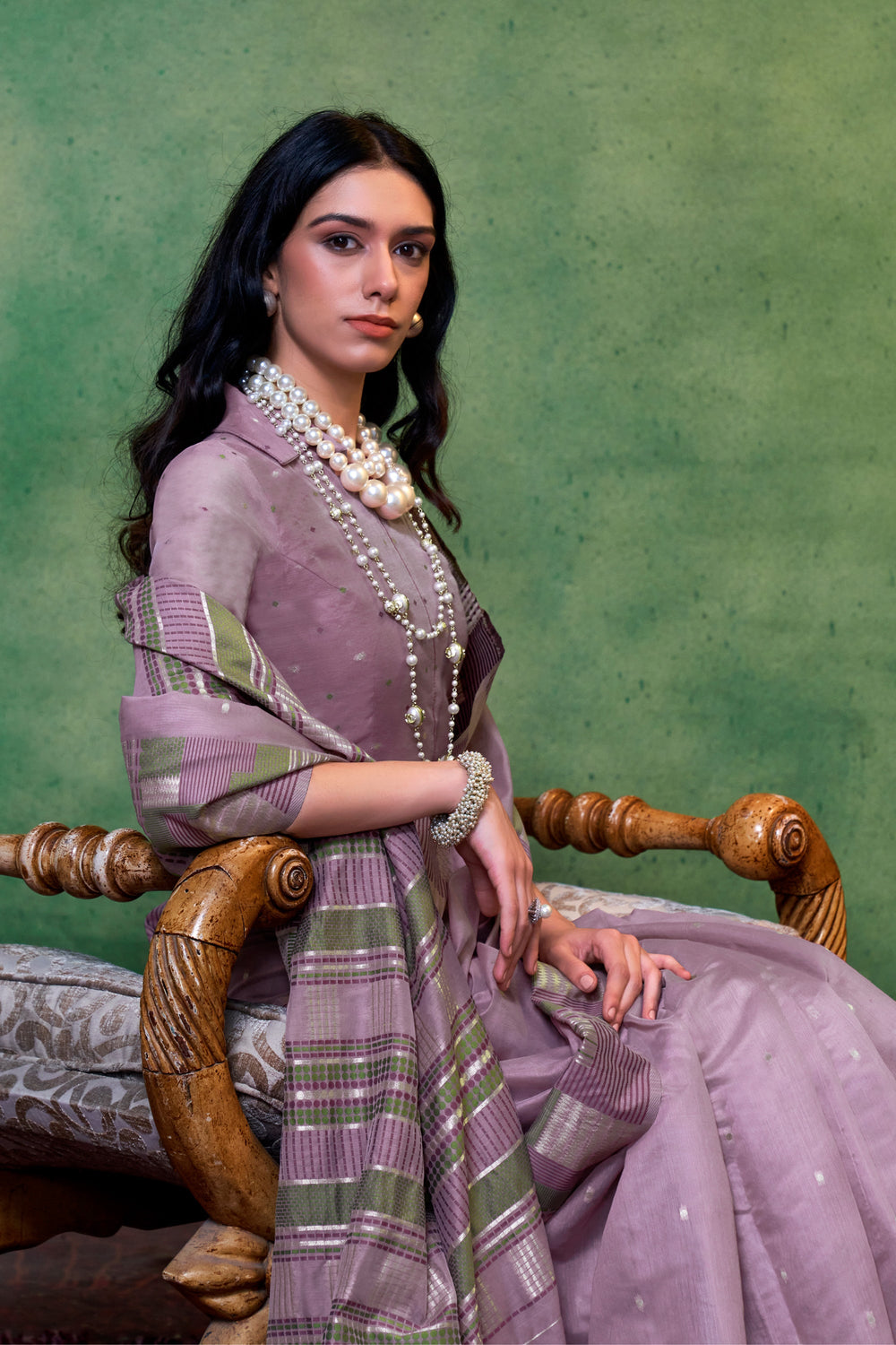 Lavender Color Handloom Weaving Graceful Fancy Cotton Saree | Buy Online India