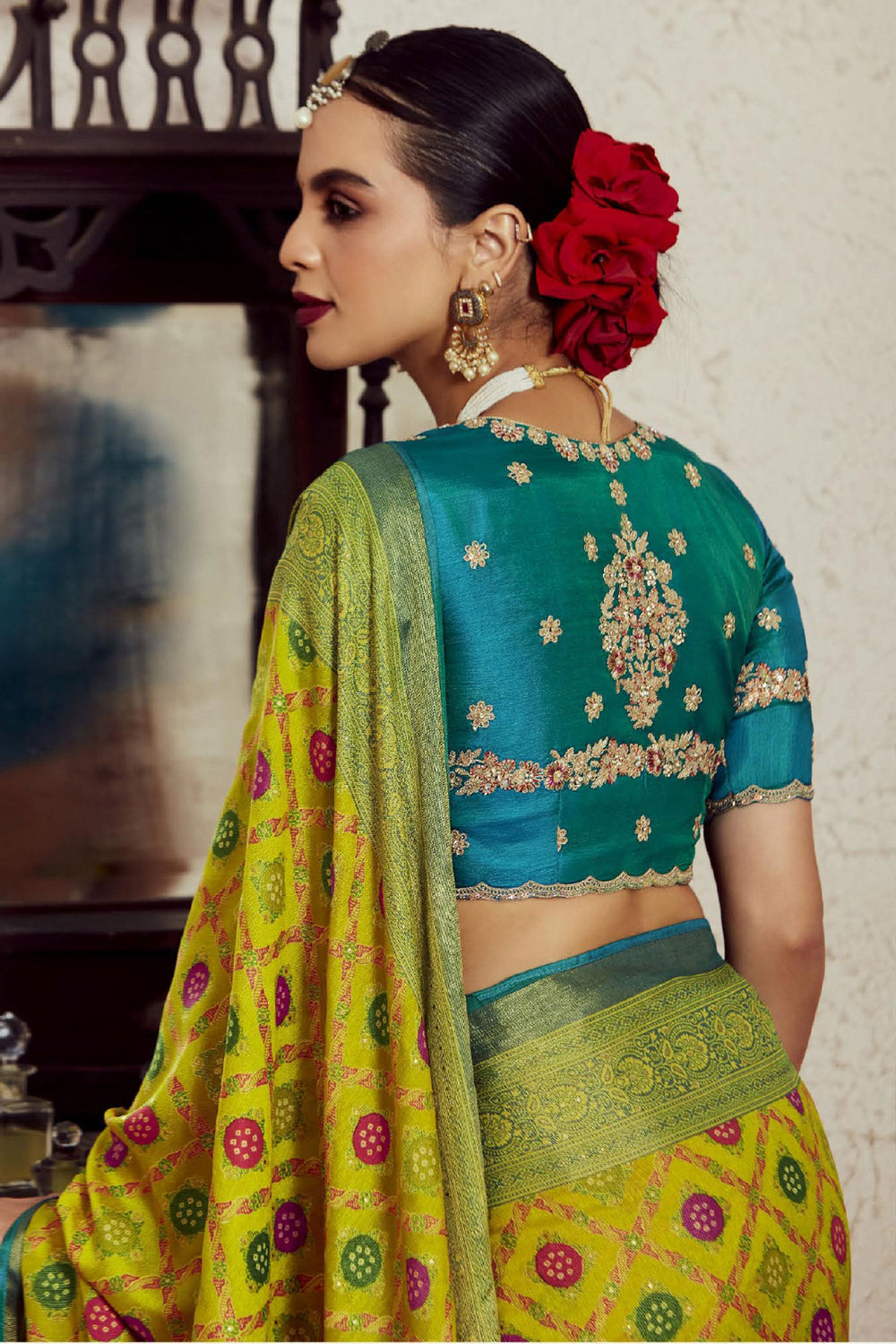 Sea Green Color Weaving Work Pleasant Brasso Fabric Saree | Buy Online India