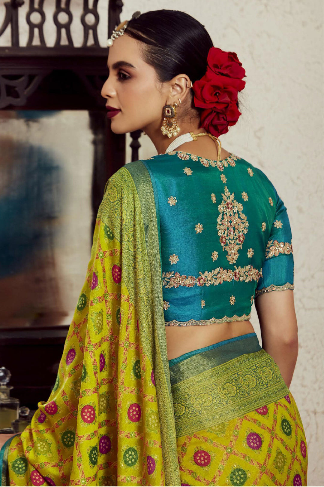 Sea Green Color Weaving Work Pleasant Brasso Fabric Saree | Buy Online India