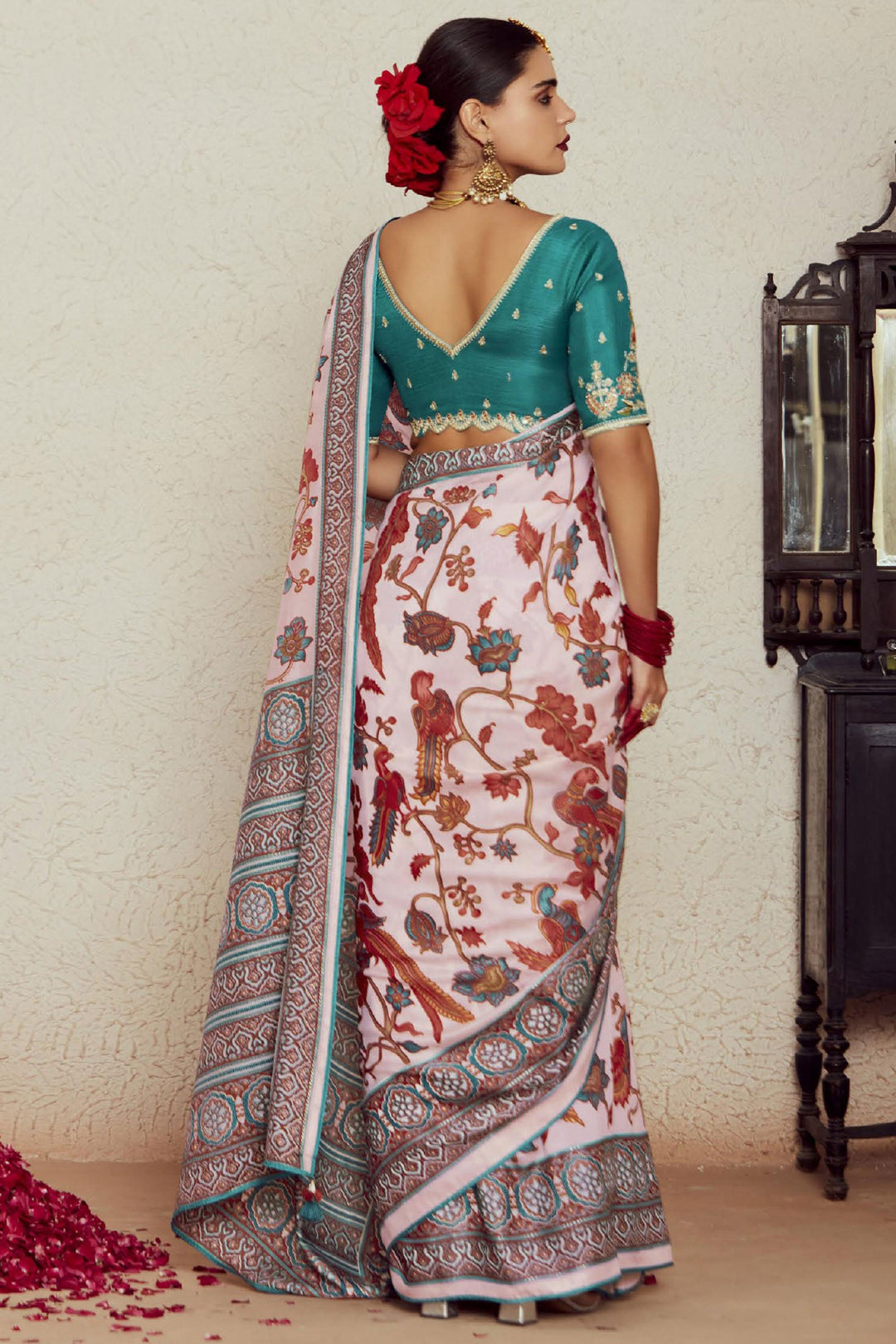Weaving Work Soothing Brasso Fabric Saree In Off White Color | Buy Online India