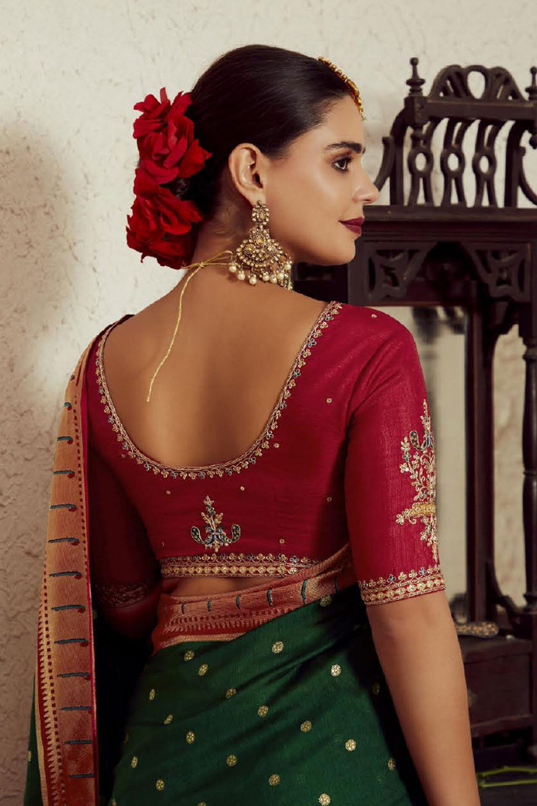Green Color Glorious Brasso Fabric Saree With Weaving Work | Buy Online India
