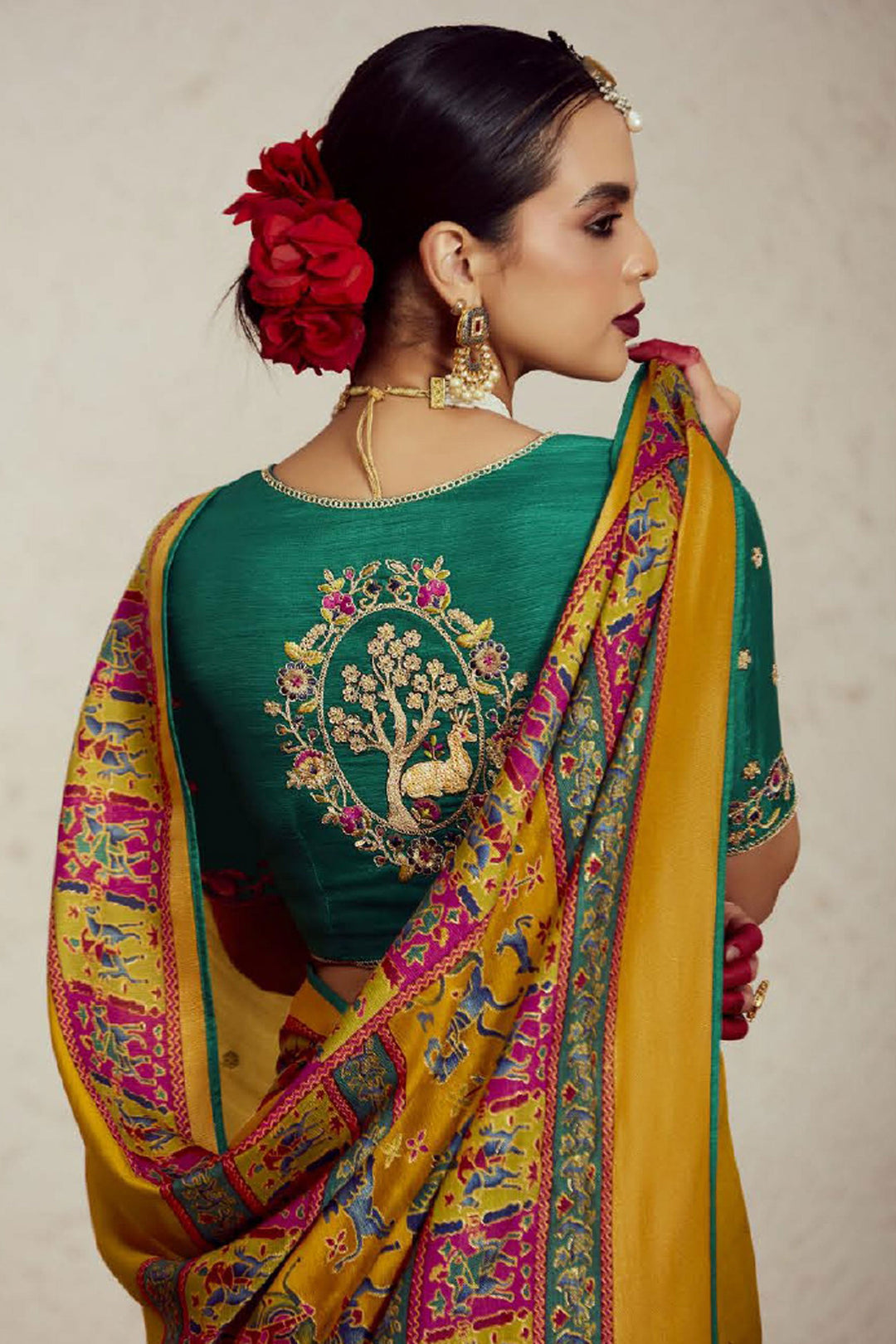 Alluring Mustard Color Weaving Work Brasso Fabric Saree | Buy Online India