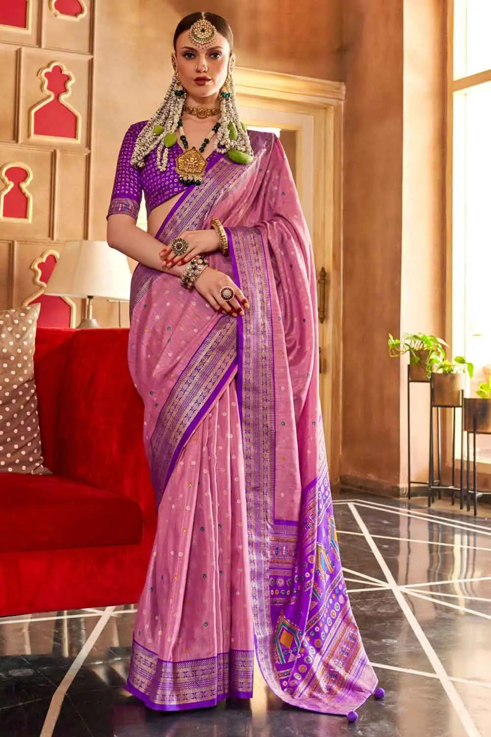 Pink Color Art Silk Fabric Coveted Patola Printed Saree | Buy Online India