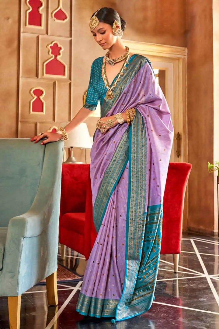 Art Silk Fabric Lavender Color Excellent Patola Printed Saree | Buy Online India