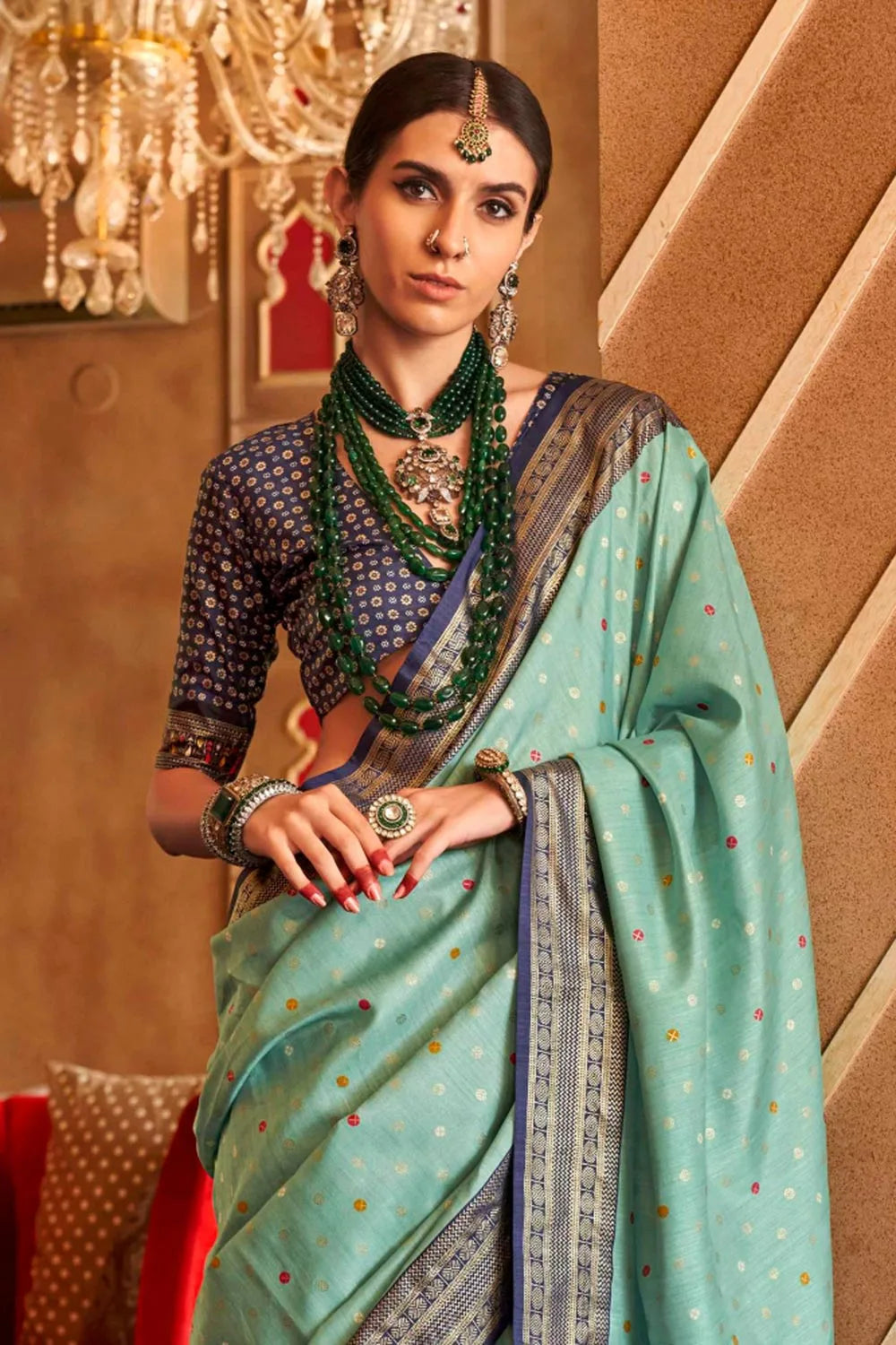Sea Green Color Art Silk Fabric Princely Patola Printed Saree | Buy Online India