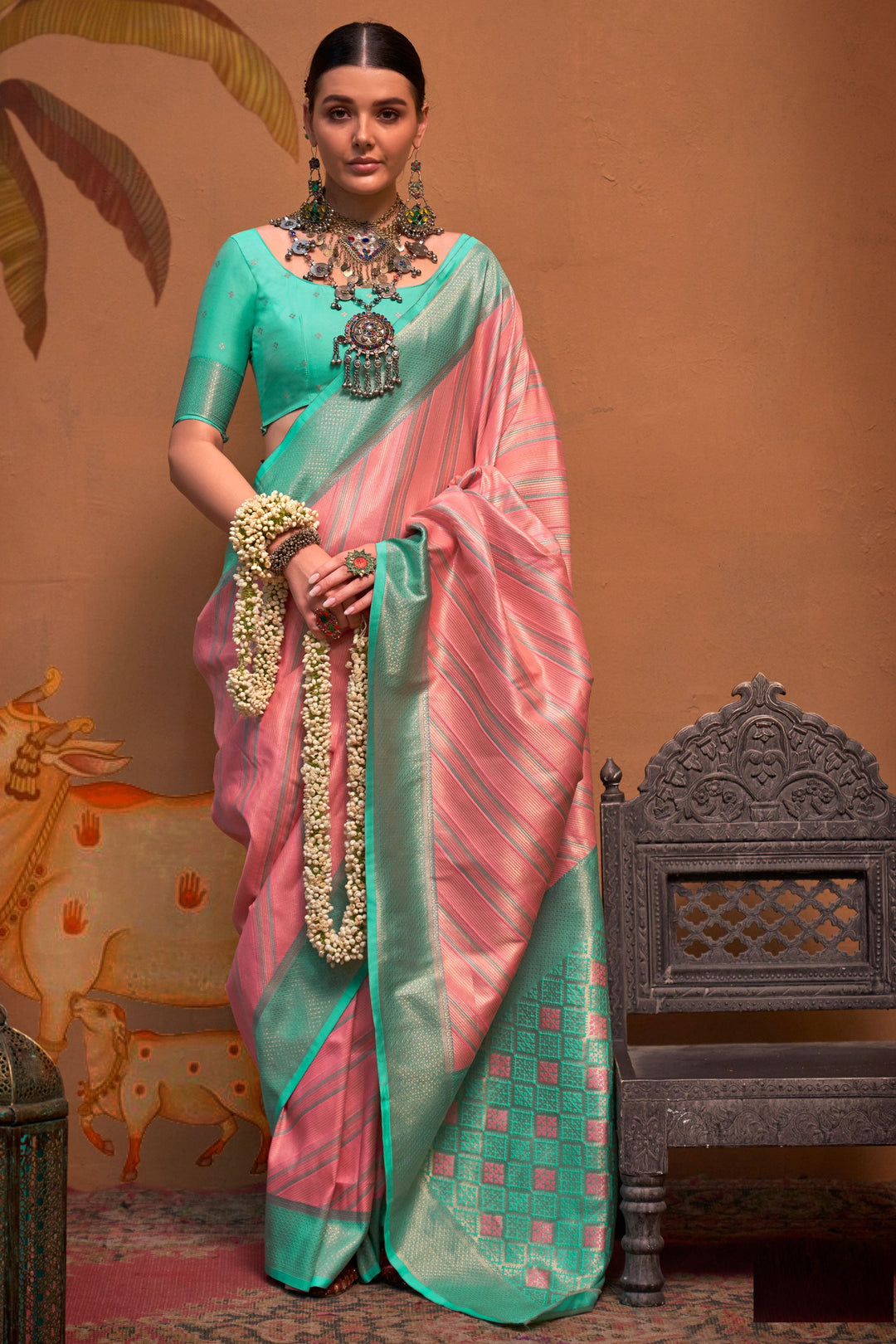 Pink Color Handloom Weaving Silk Fabric Sober Saree | Buy Online India