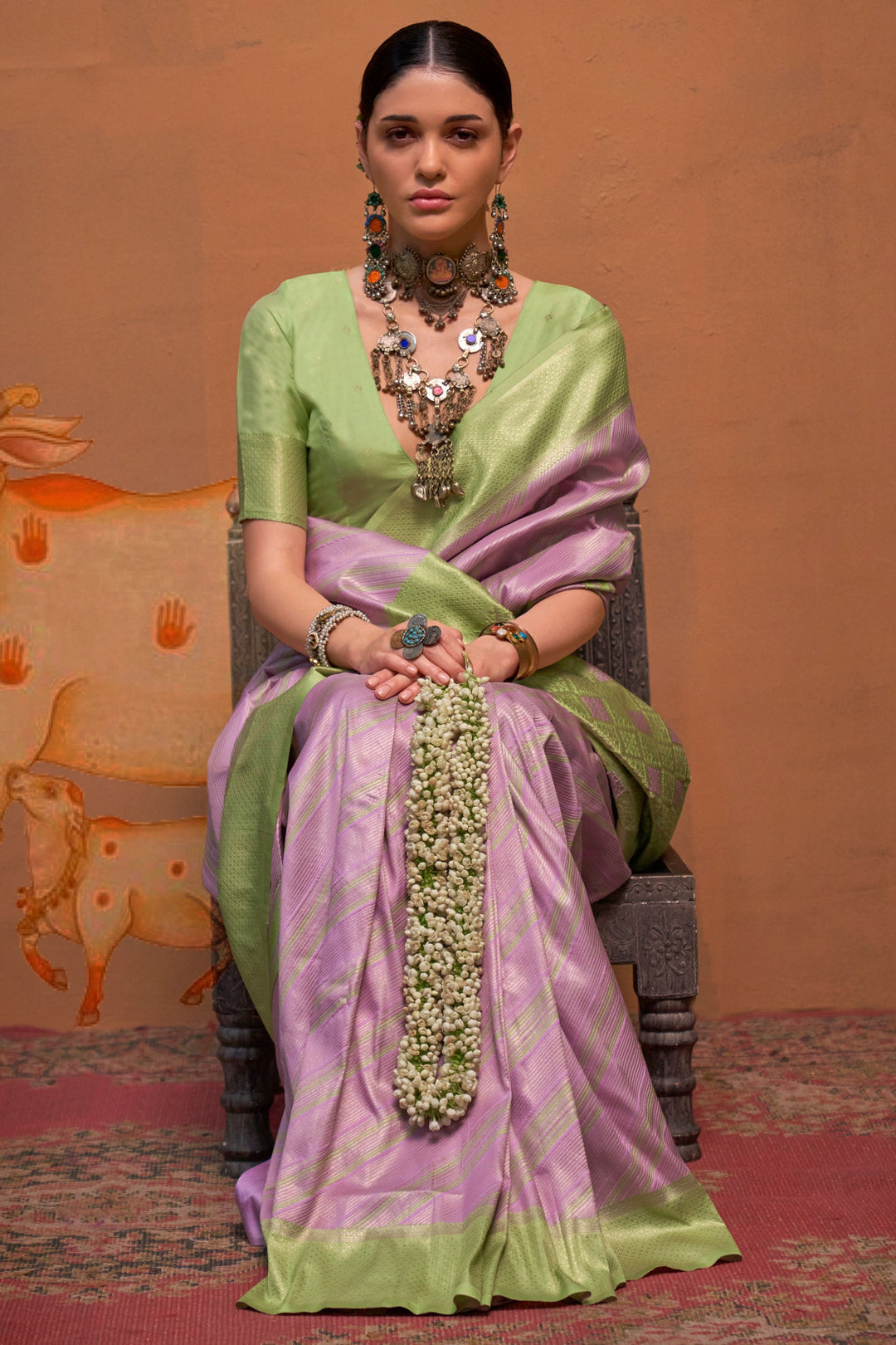 Creative Purple Color Handloom Weaving Silk Fabric Saree | Buy Online India