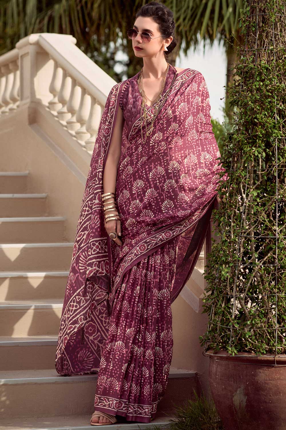 Marvellous Casual Wear Art Silk Fabric Saree In Wine Color | Buy Online India