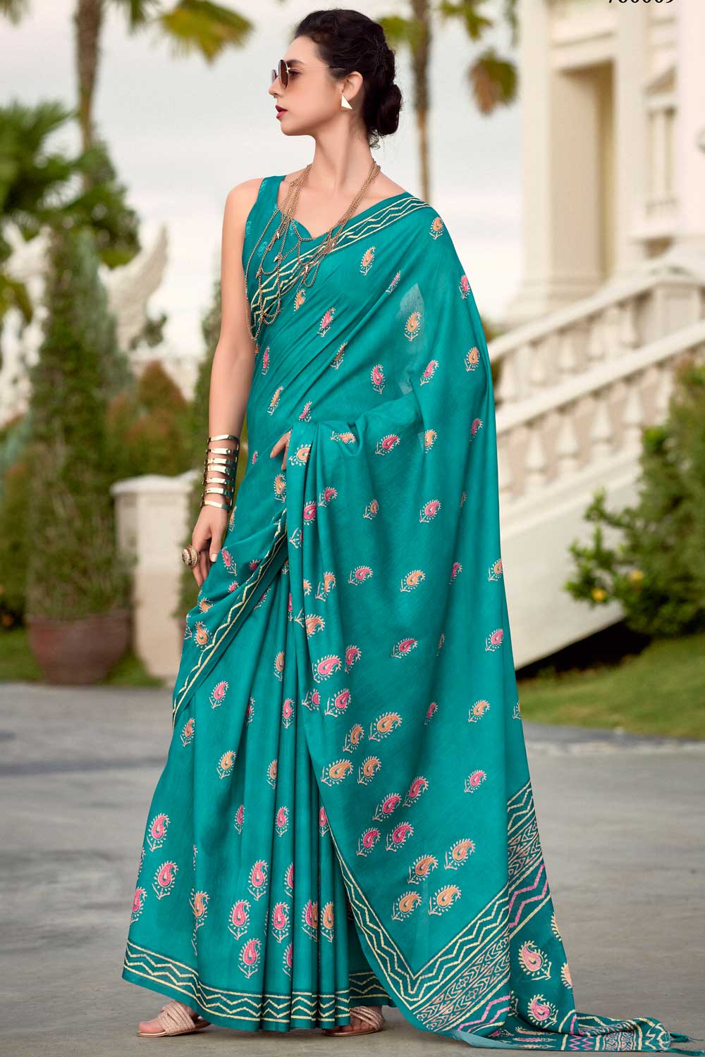 Amazing Teal Color Art Silk Fabric Saree In Casual Wear | Buy Online India