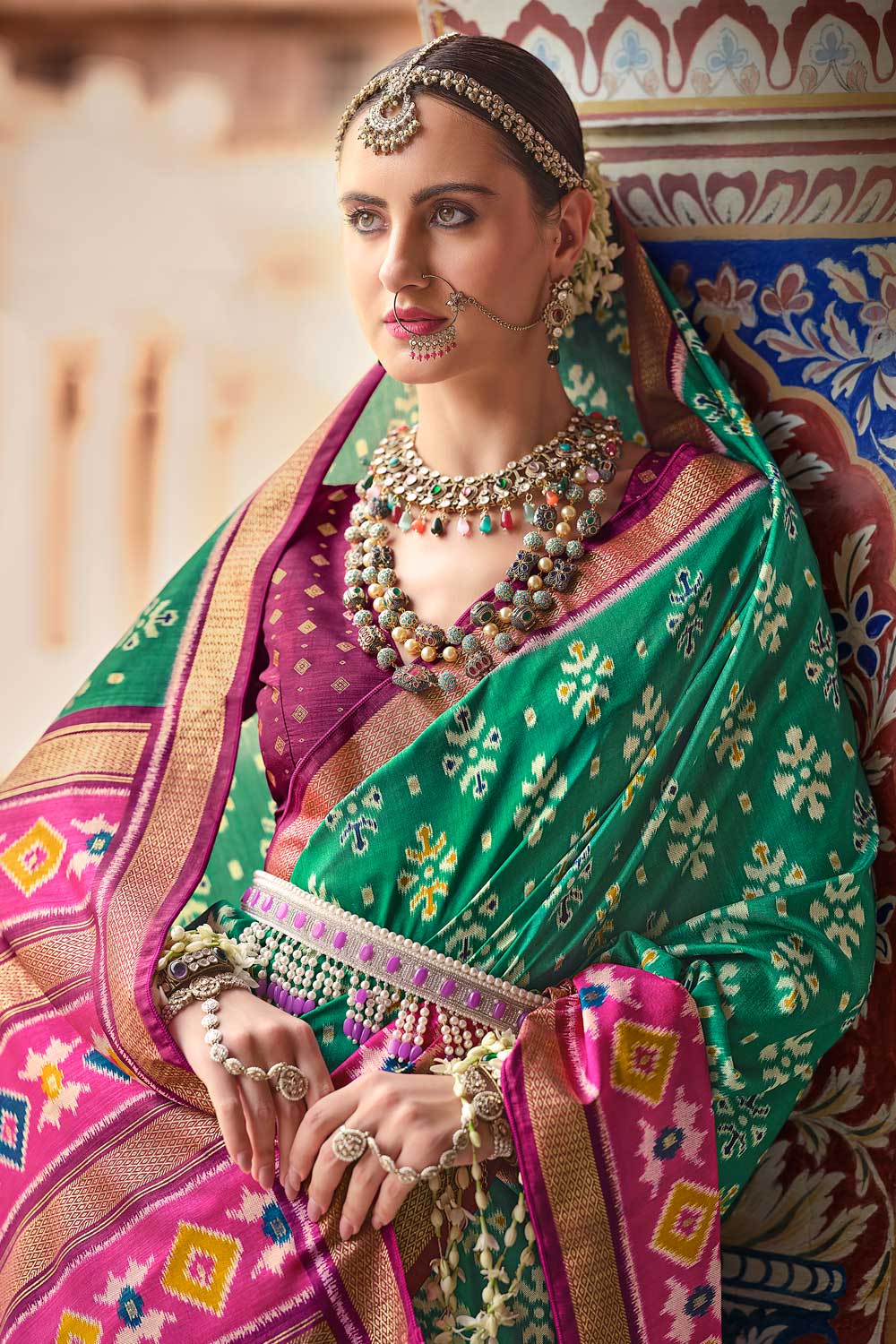 Delicate Sea Green Color Printed Art Silk Saree | Buy Online India