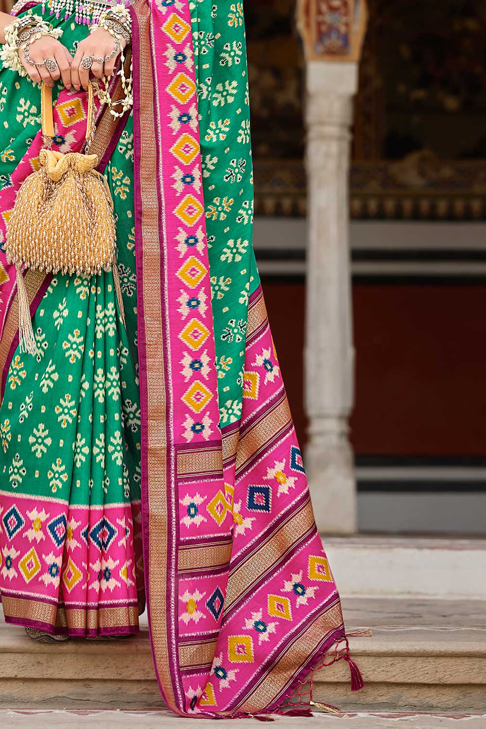 Delicate Sea Green Color Printed Art Silk Saree | Buy Online India