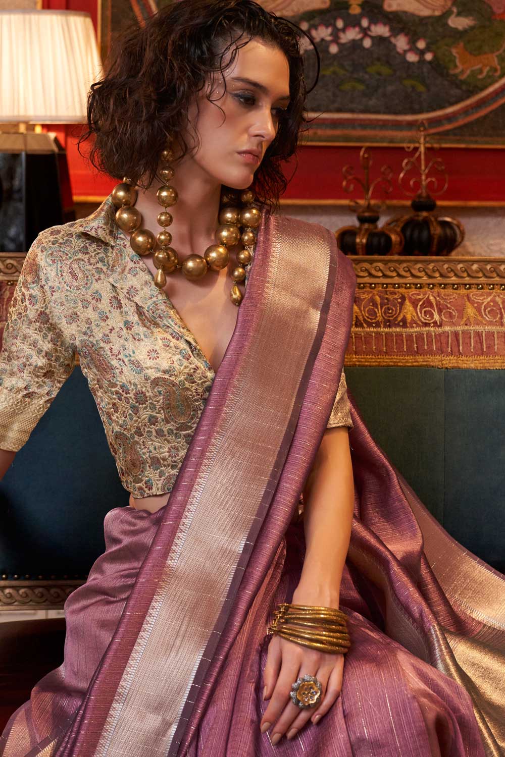 Weaving Work Soothing Chiffon Saree In Pink Color | Buy Online India