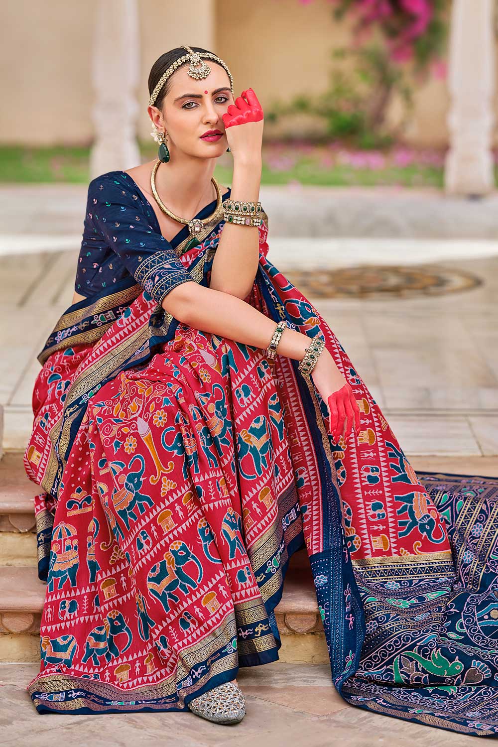 Red Color Glamorous Art Silk Printed Saree | Buy Online India