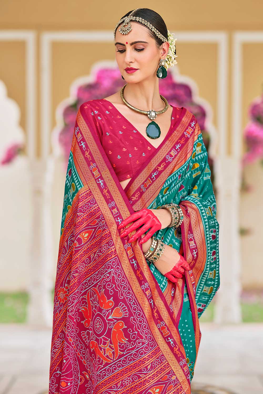 Alluring Green Color Art Silk Printed Saree | Buy Online India
