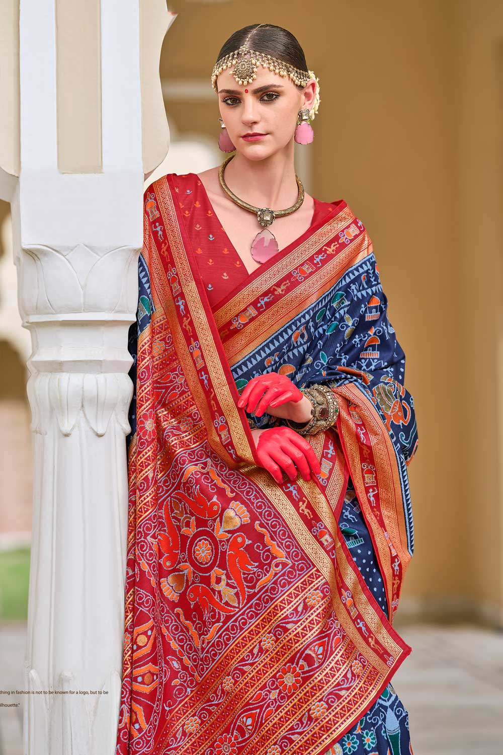 Blazing Navy Blue Color Art Silk Printed Saree | Buy Online India
