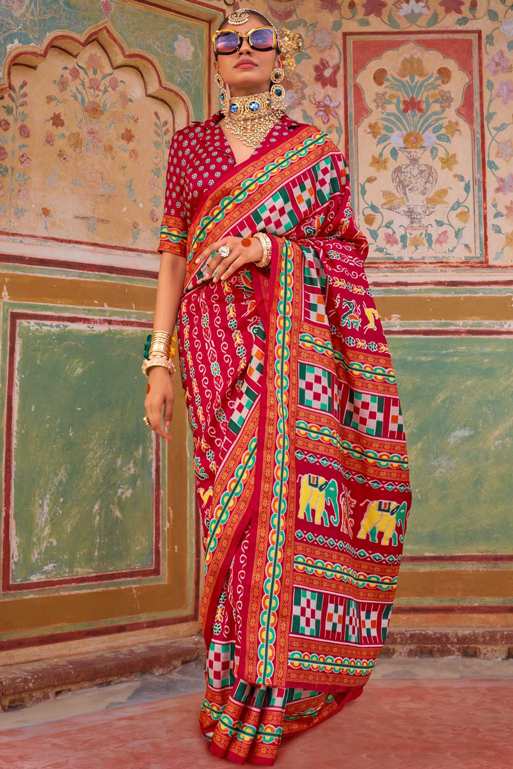 Red Color Brilliant Art Silk Printed Saree | Buy Online India