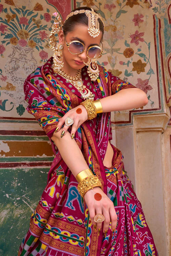 Rani Color Gorgeous Art Silk Printed Saree | Buy Online India