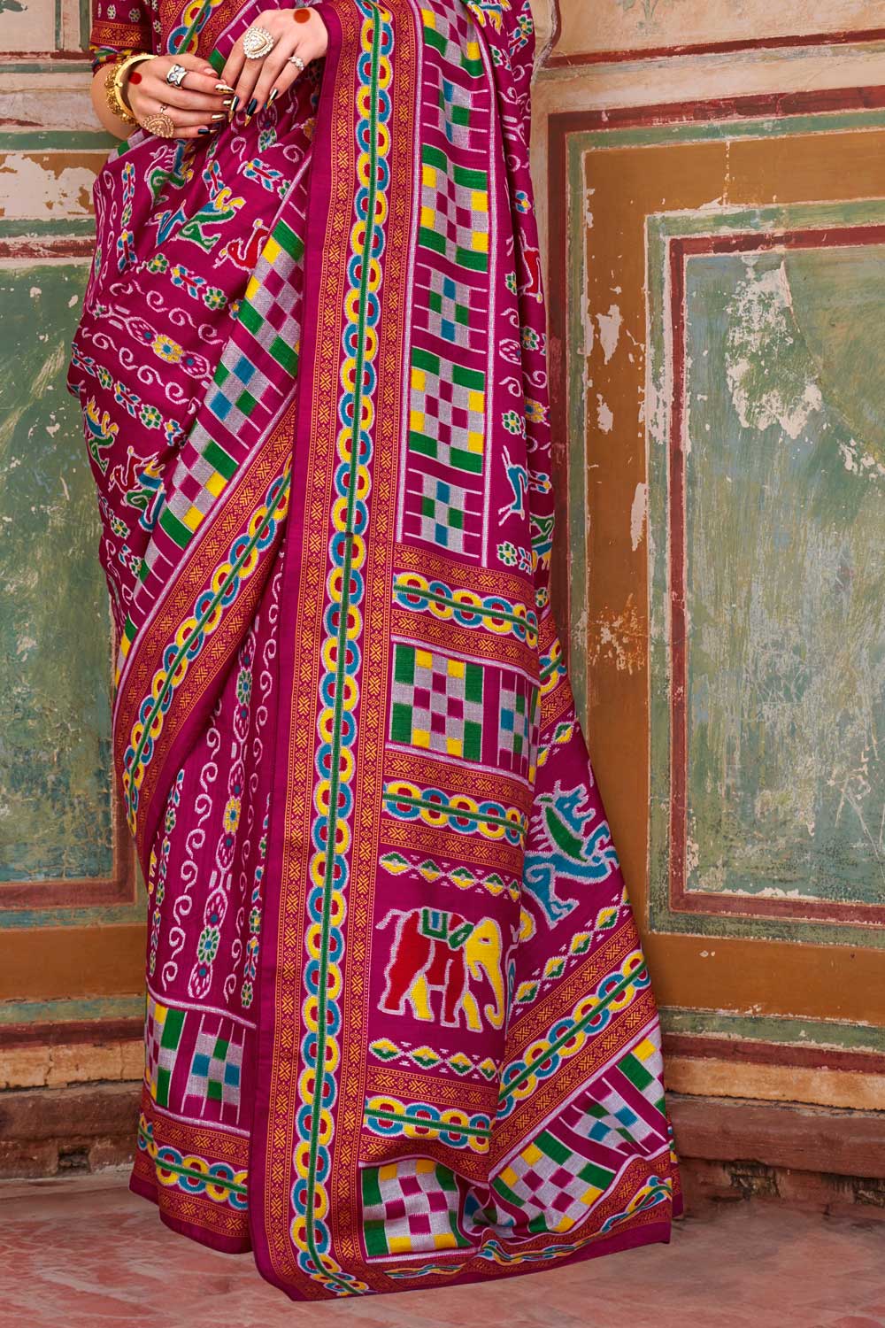 Rani Color Gorgeous Art Silk Printed Saree | Buy Online India