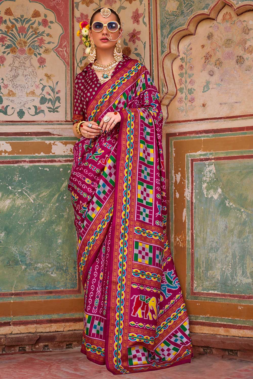 Rani Color Gorgeous Art Silk Printed Saree | Buy Online India