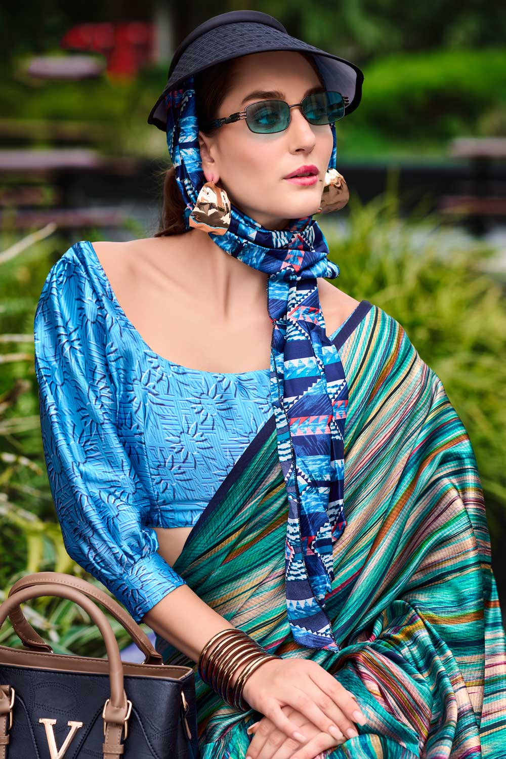 Multi Color Printed Work On Satin Fabric Stunning Saree | Buy Online India