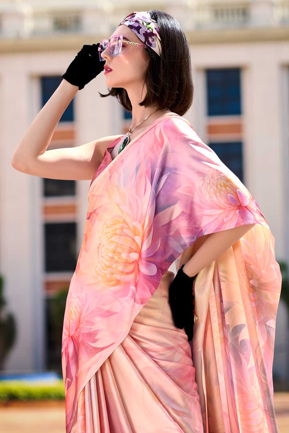 Multi Color Satin Fabric Engaging Saree With Printed Work | Buy Online India