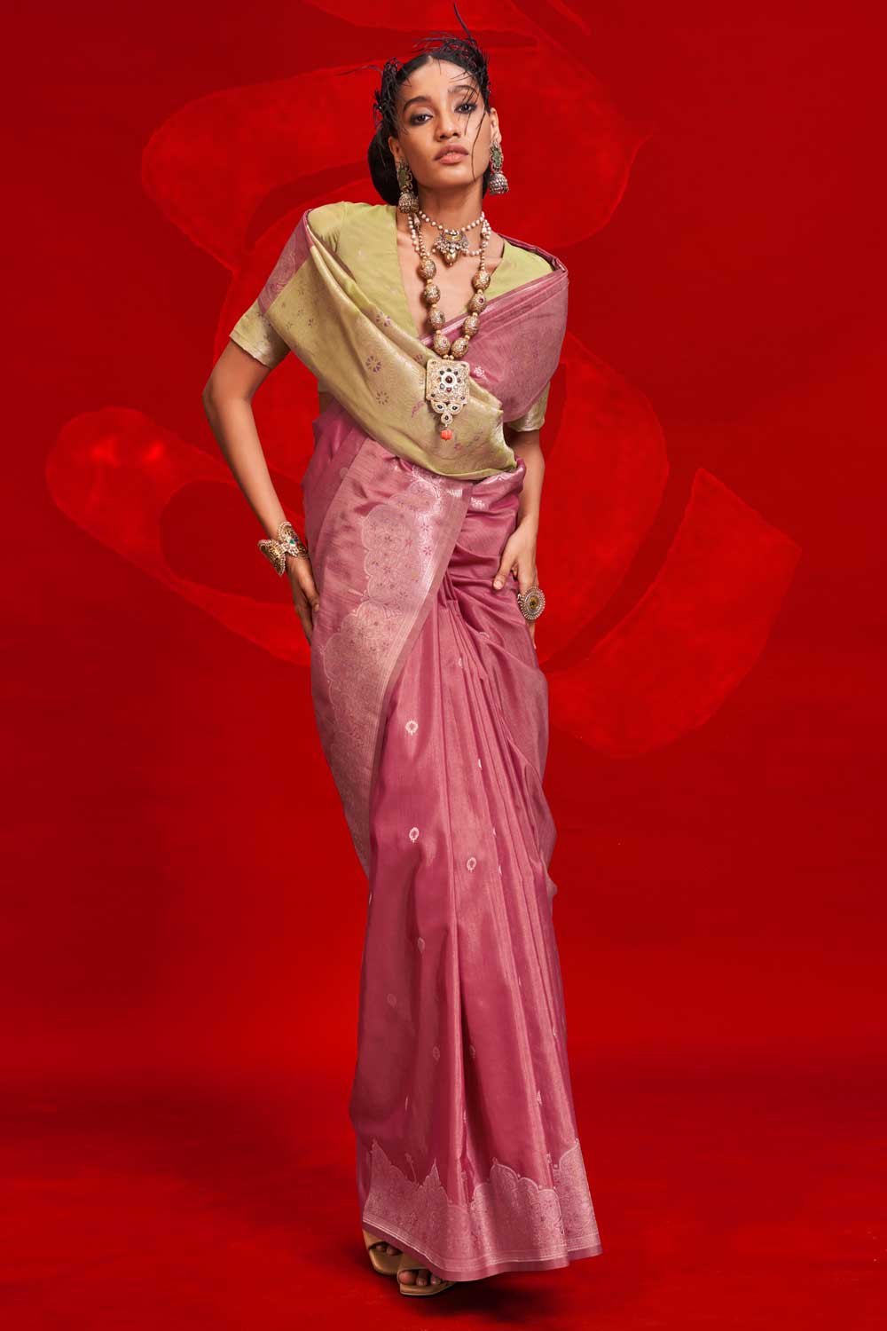 Soothing Art Silk Handloom Weaving Saree In Pink Color | Buy Online India