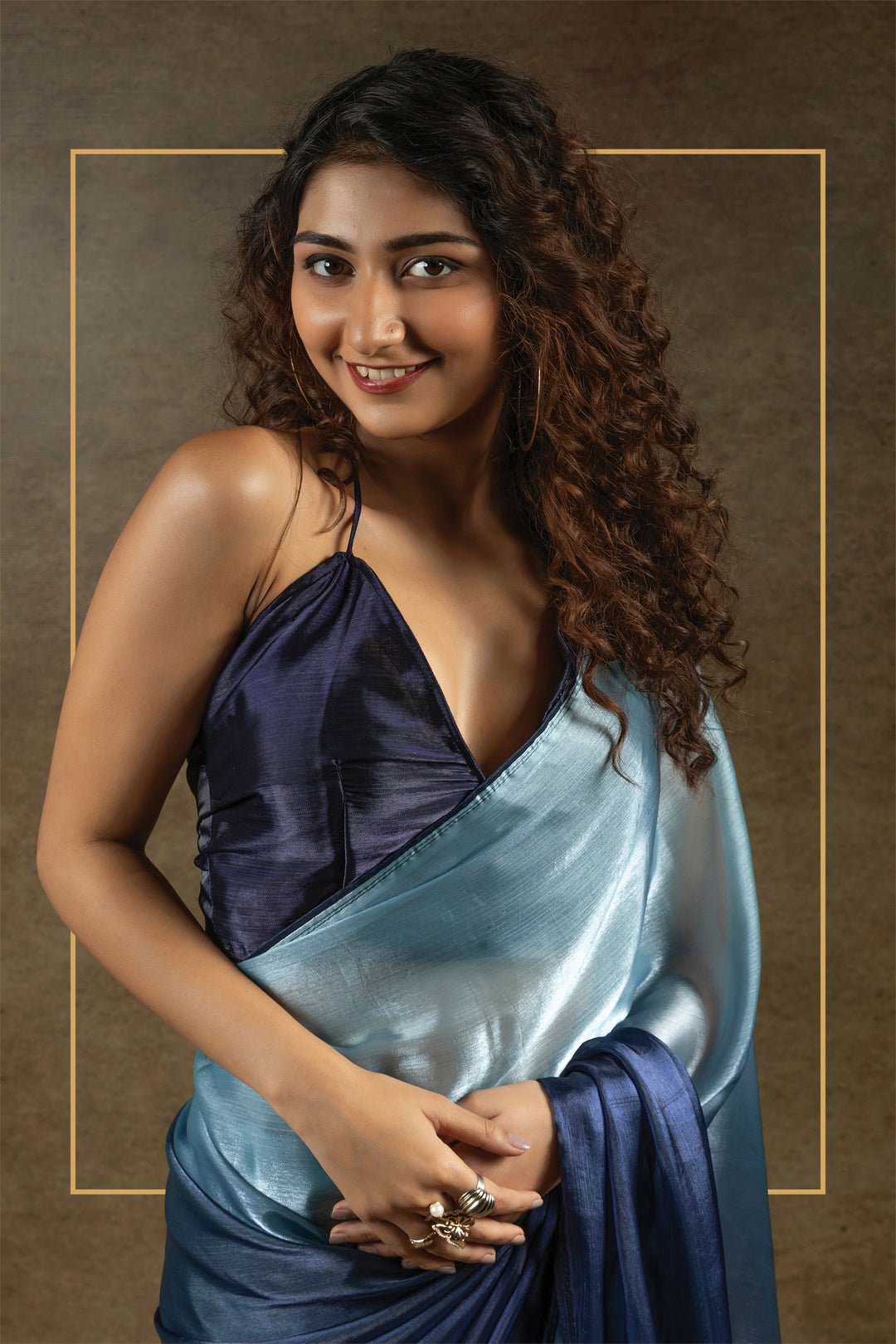 Satin Silk Fabric Party LookNavy Blue Color Saree | Buy Online India