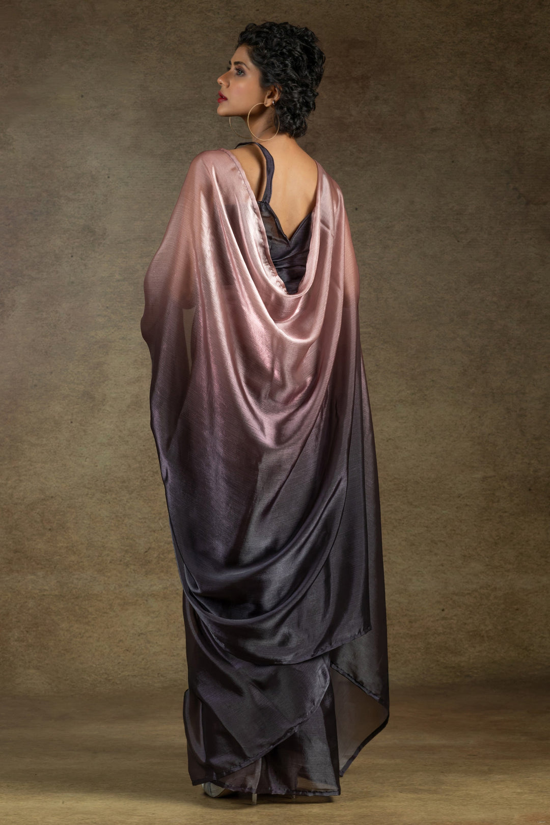 Peach Color Satin Silk Fabric Saree For Party Wear | Buy Online India
