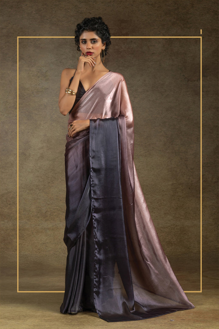 Peach Color Satin Silk Fabric Saree For Party Wear | Buy Online India