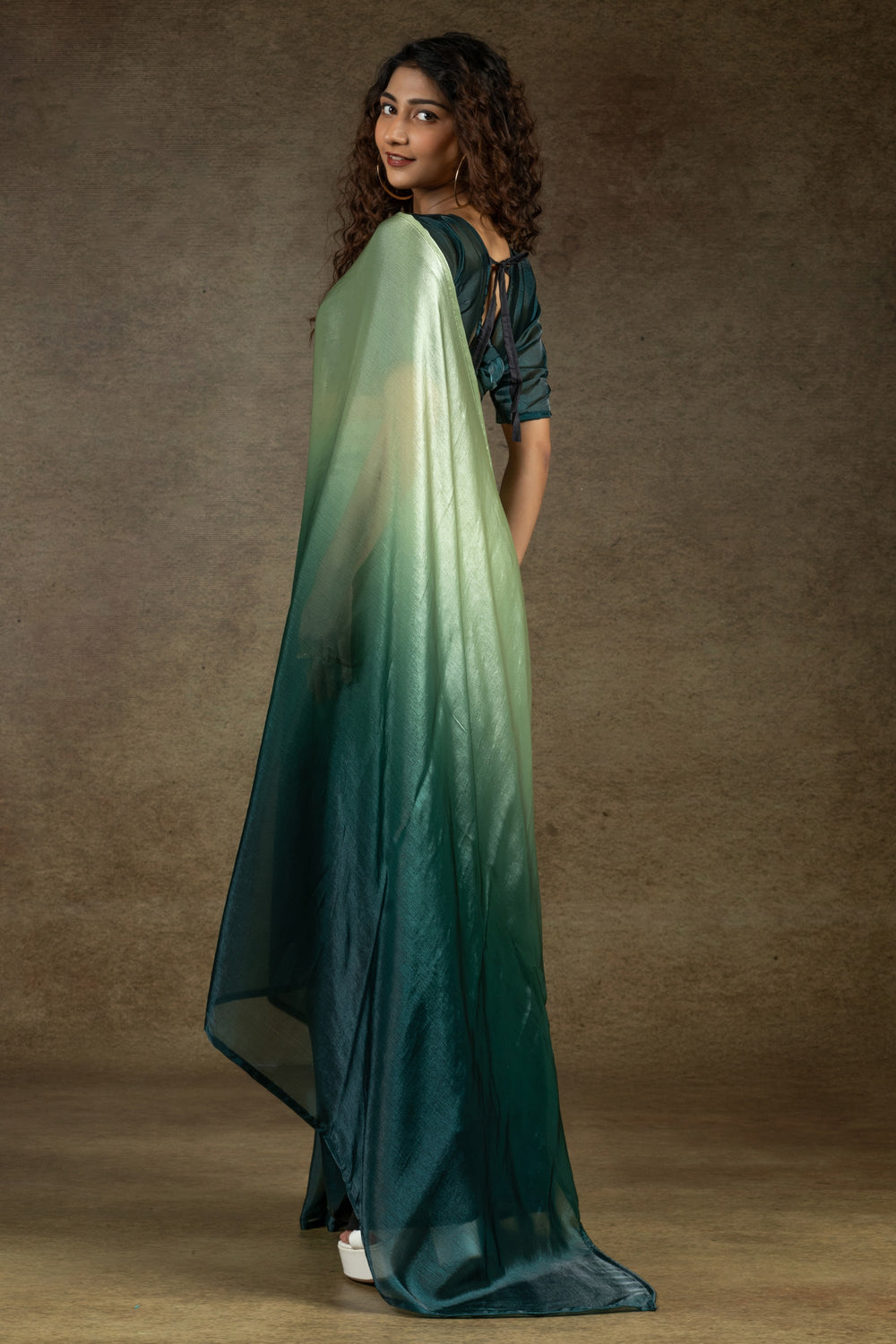 Satin Silk Fabric Party Look Saree In Grey Color | Buy Online India