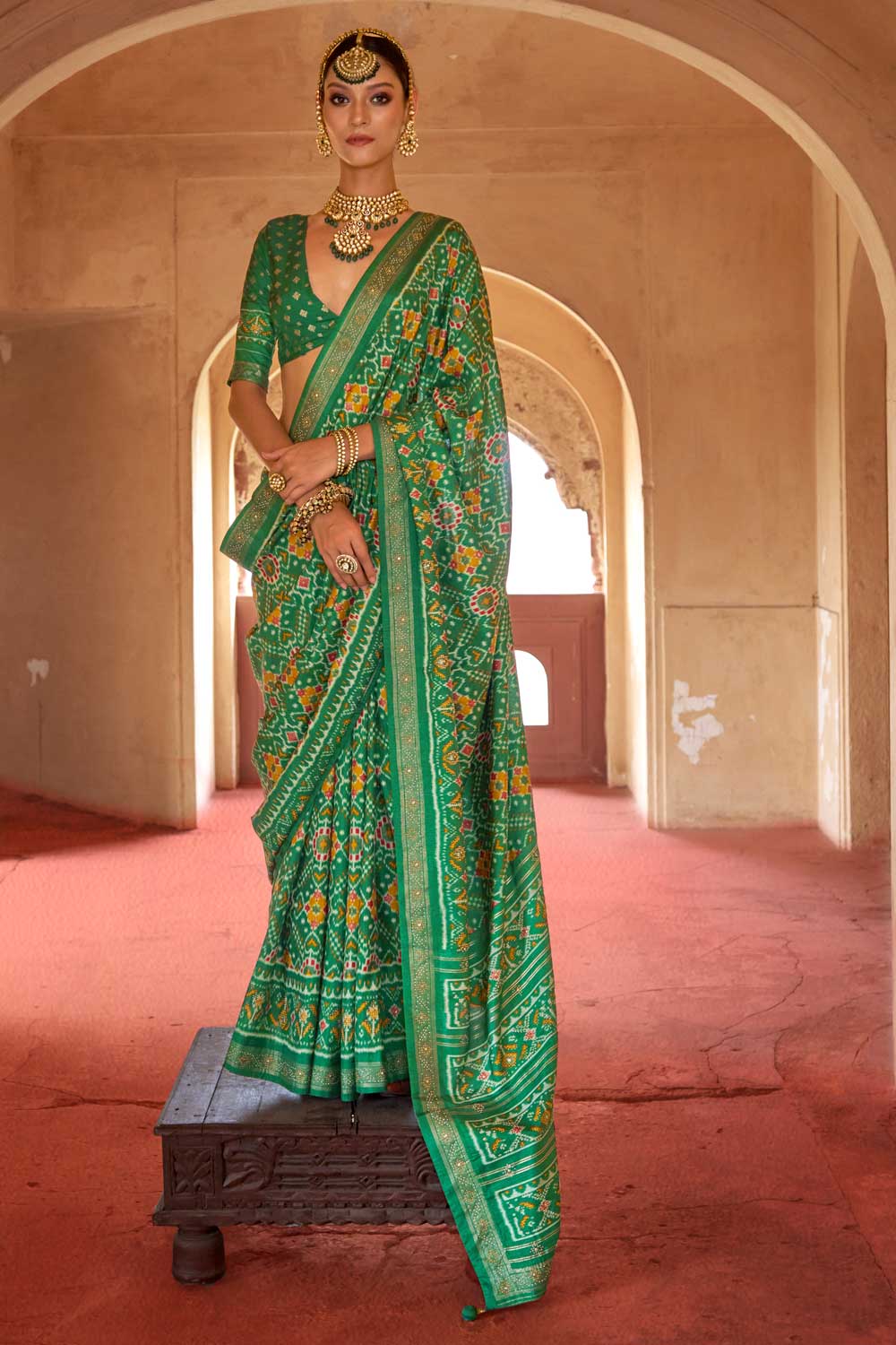 Green Color Art Silk Fabric Patola Printed Festive Saree | Buy Online India