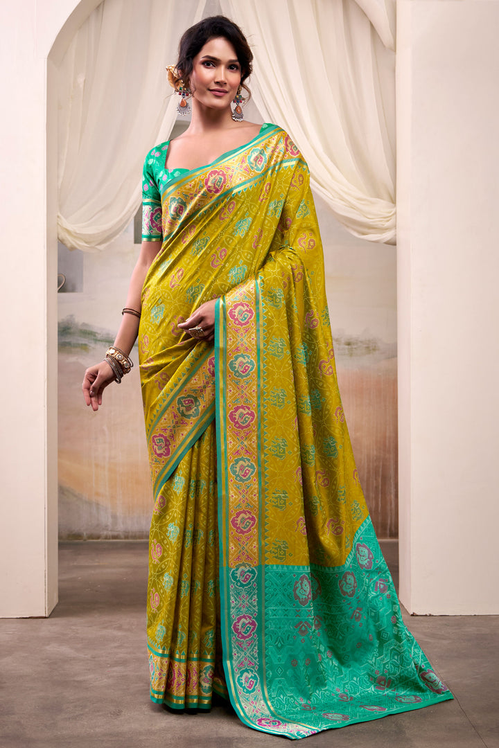 Fabulous Festive Look Mehendi Green Color Patola Printed Silk Saree | Buy Online India