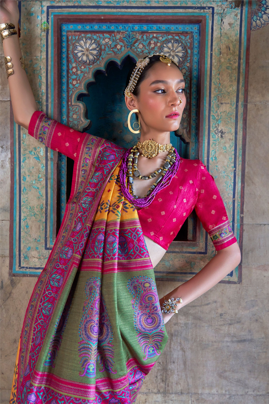 Yellow Color Sober Patola Printed Saree In Art Silk Fabric | Buy Online India