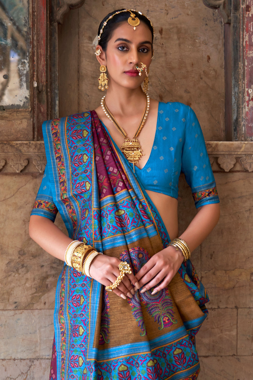 Creative Purple Color Art Silk Fabric Patola Printed Saree | Buy Online India