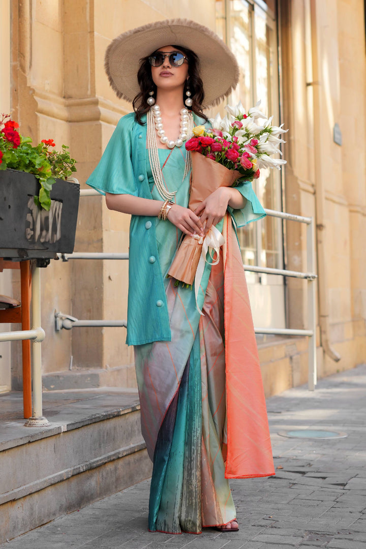 Art Silk Fabric Multi Color Lovely Digital Printed Saree | Buy Online India