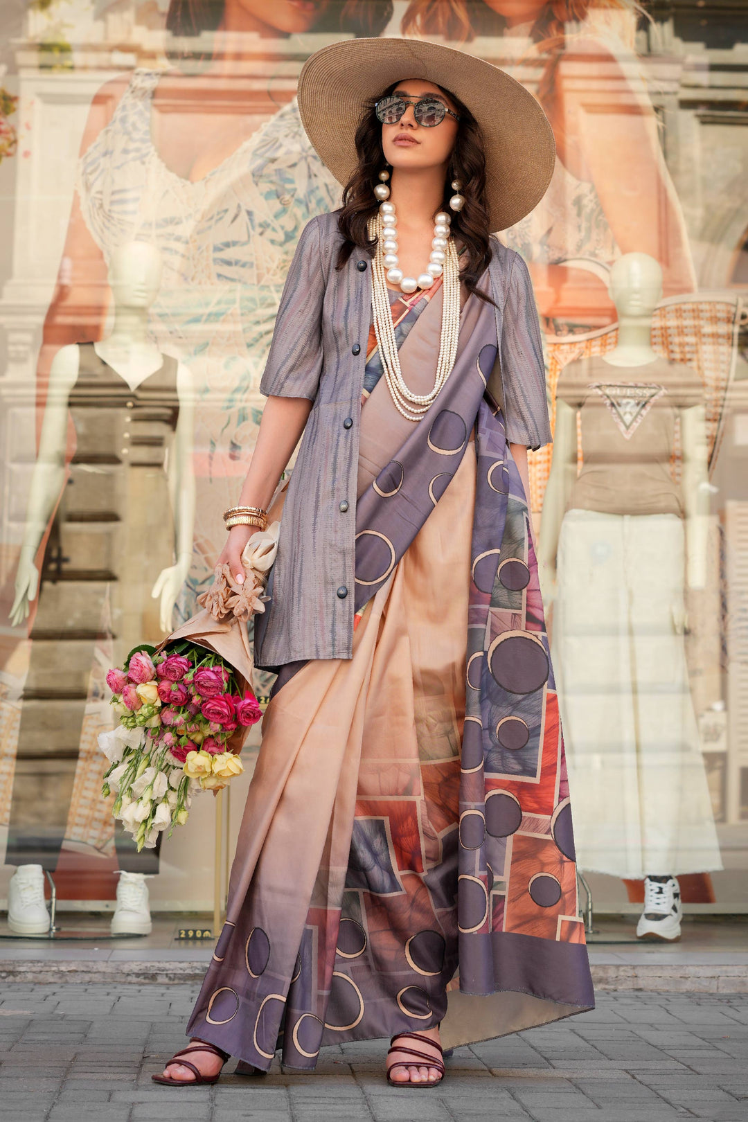 Multi Color Art Silk Fabric Engaging Digital Printed Saree | Buy Online India