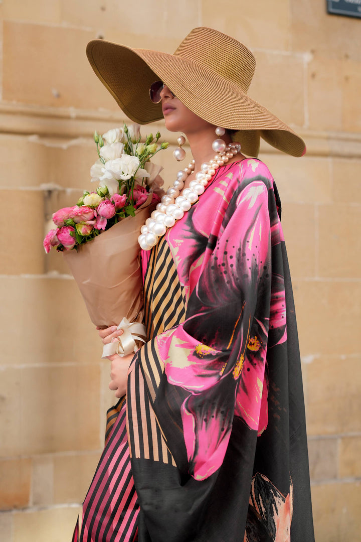 Excellent Art Silk Fabric Multi Color Digital Printed Saree | Buy Online India