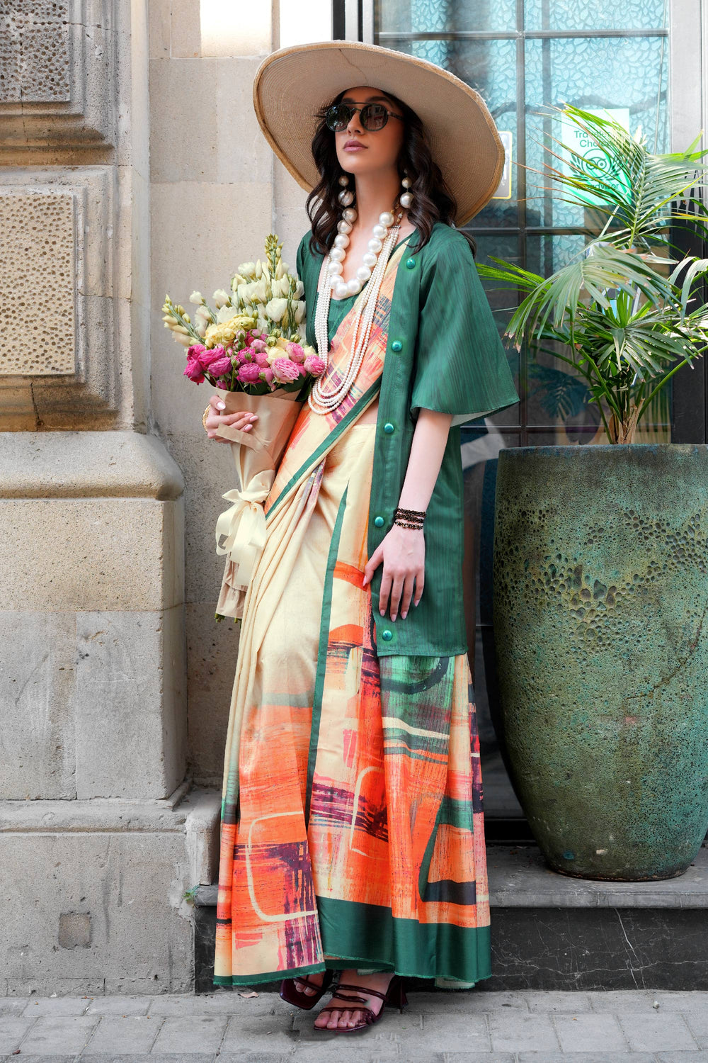 Multi Color Digital Print On Art Silk Fabric Stunning Saree | Buy Online India
