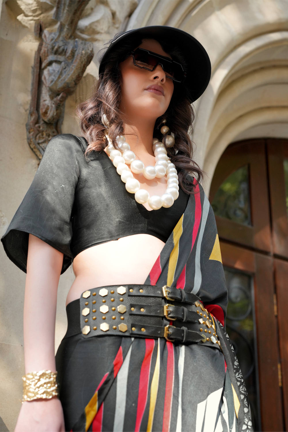 Engaging Black Color Satin Fabric Saree With Digital Printed Work | Buy Online India