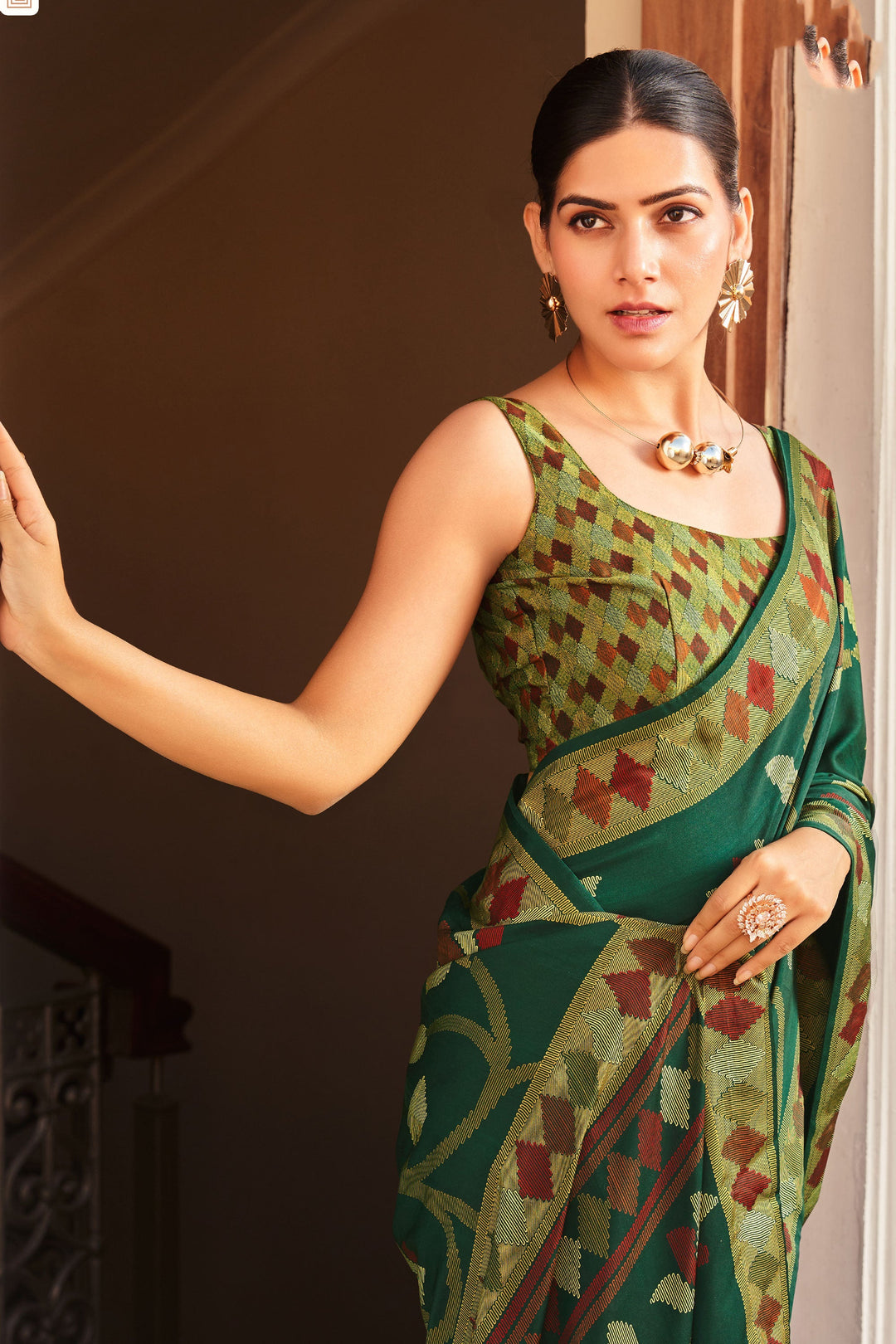 Fancy Work Soothing Art Silk Saree In Green Color | Buy Online India