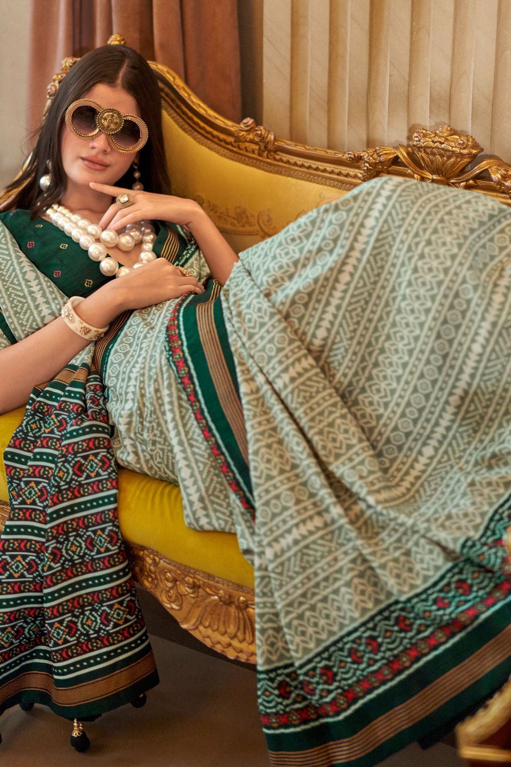 Green Color Art Silk Fabric Beatific Printed Saree | Buy Online India