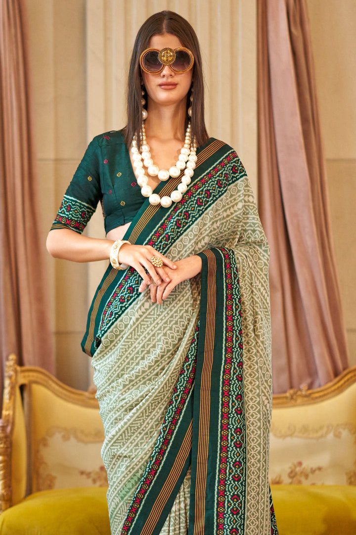 Green Color Art Silk Fabric Beatific Printed Saree | Buy Online India