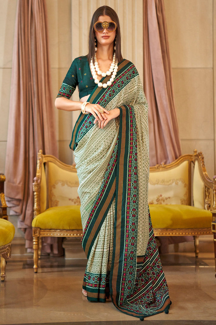 Green Color Art Silk Fabric Beatific Printed Saree | Buy Online India