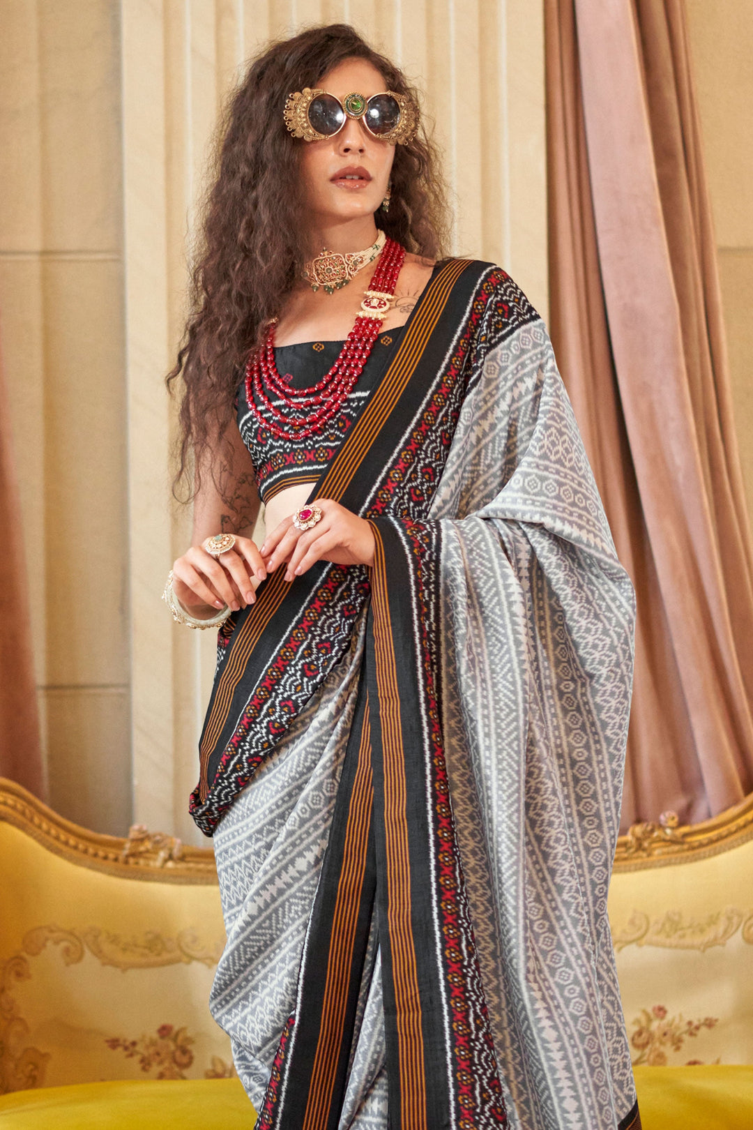 Awesome Art Silk Fabric Black Color Printed Saree | Buy Online India