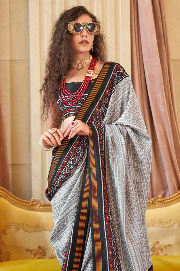 Awesome Art Silk Fabric Black Color Printed Saree | Buy Online India