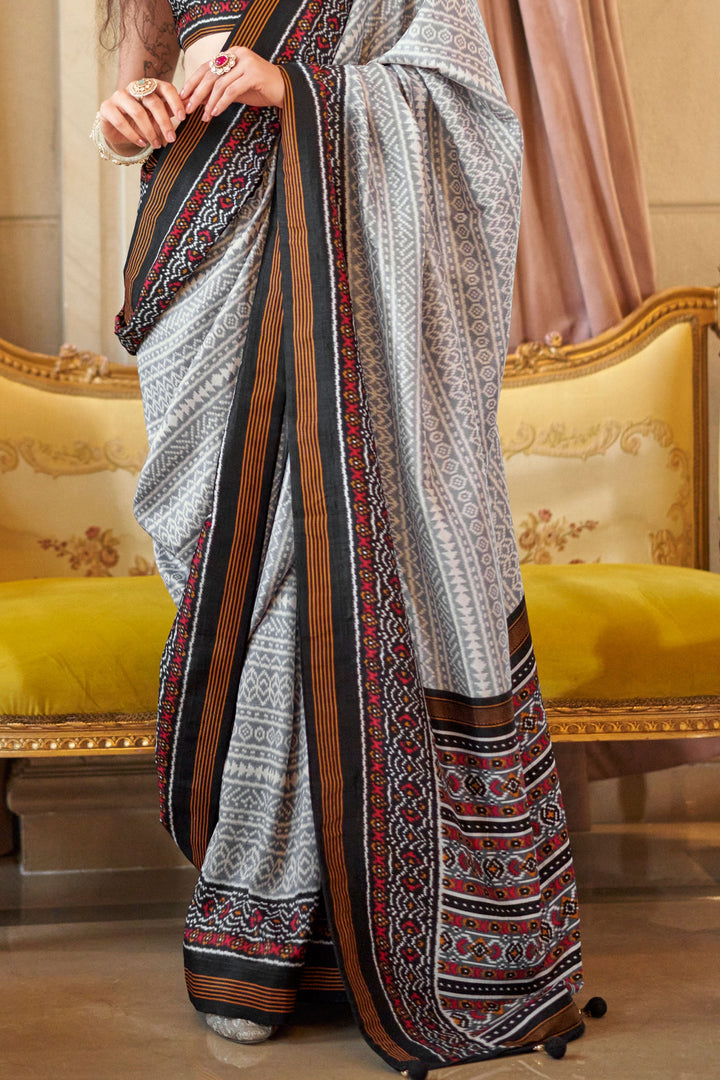 Awesome Art Silk Fabric Black Color Printed Saree | Buy Online India